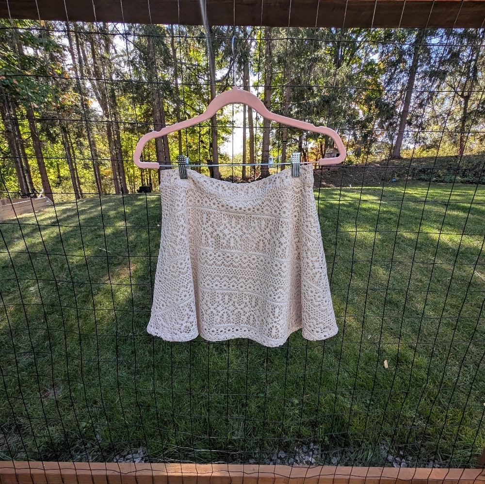 Ivory Crochet Mini Skirt